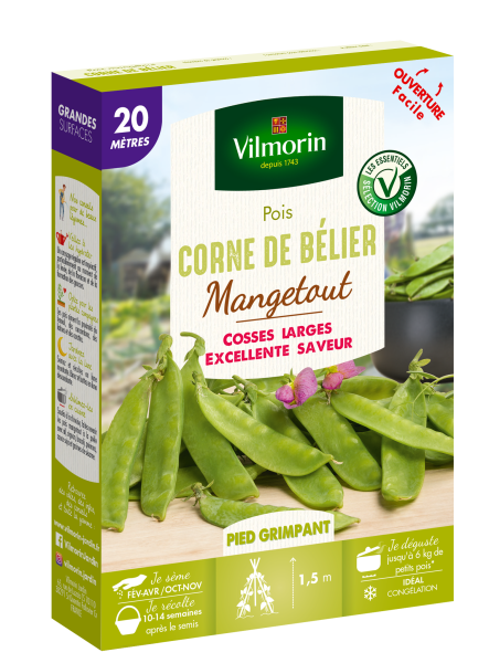 Légumes Secs - Pois Mangetout Corne de Bélier - 20 m - PACKAGING_3D_RECTO